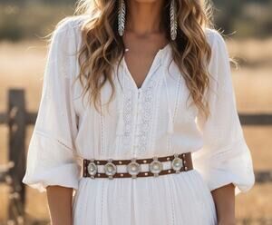 NWT Punto Fibbia Italian Leather Concho Belt